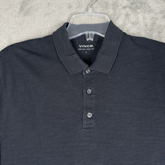 Vince Shirt Mens Large Black Polo Golf Office Preppy Neutral Minimal Athleisure - Picture 4 of 6